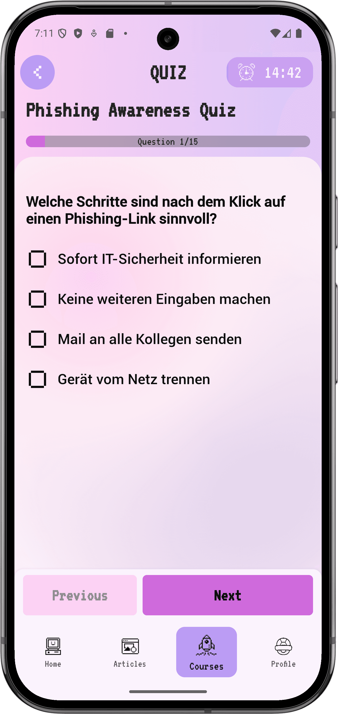 Quiz view of the SnappinQuiz app
